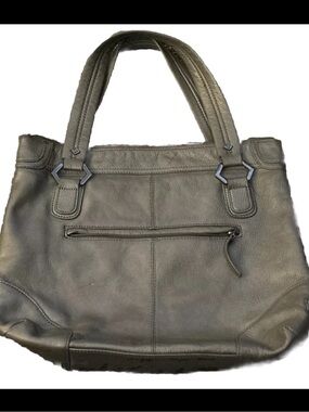 Eileen West Classic Gray Pebbled Leather Tote Handbag - Versatile Everyday Bag